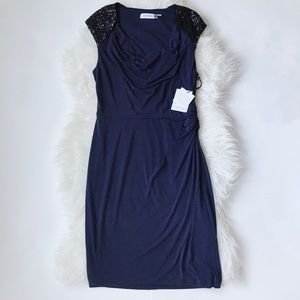 NWT Calvin Klein Sequin Shoulders Cocktail Dress